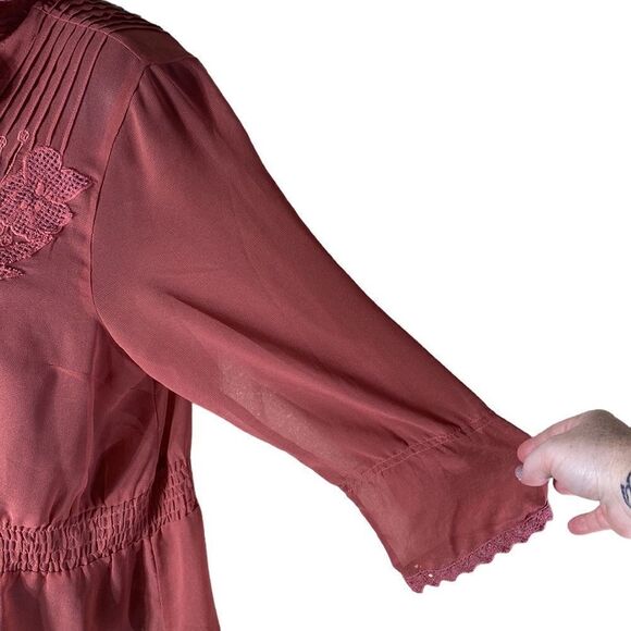 Soft surroundings women’s large Adelaide cardigan sheer floral embroidered pleat - Picture 2 of 7